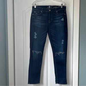 7 FOR ALL MANKIND size 27 JOSEFINA DISTRESSED SKINNY BOYFRIEND JEANS mid rise